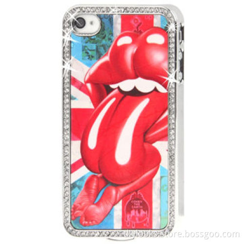 Tongue Pattern Diamond Plated Skin Plastic Case for iPhone 4 & 4S